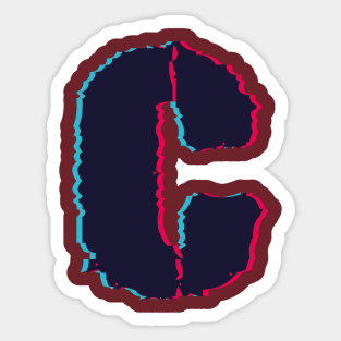 Glitch letter C, distorted letter C Sticker